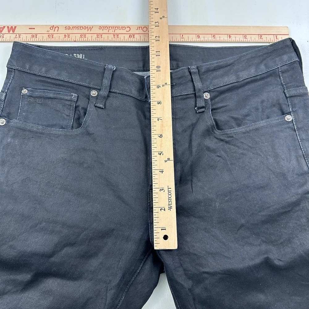 G-Star Raw 3301‎ Straight Jeans Men Fits 33x31 Black Stretch Denim Button Fly